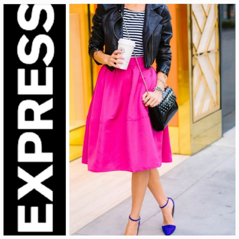 Express Full Midi Skirt Fushia Pink - 00 (XXS)
